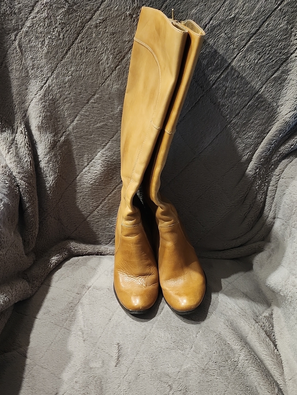 Women's Over-the-Knee Leather Boots in Camel